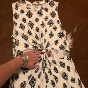 Tribal print dress with front cut outs